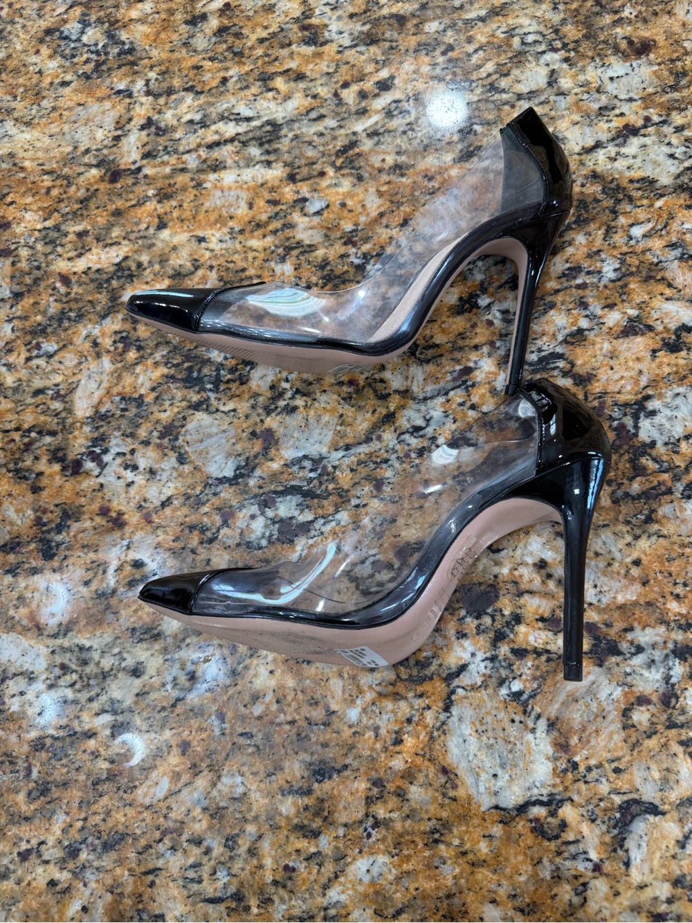 SCHUTZ Black Patent Pointed-Toe Clear sz8.5 - Picture 3 of 9